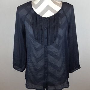 The Limited Sheer Dark Navy Blouse
